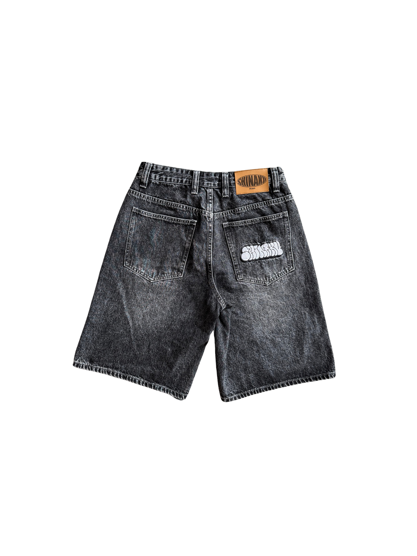 Throw Up Denim Jorts - Washed Black