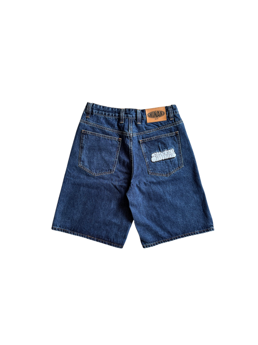 Throw Up Denim Jorts - Washed Indigo Blue
